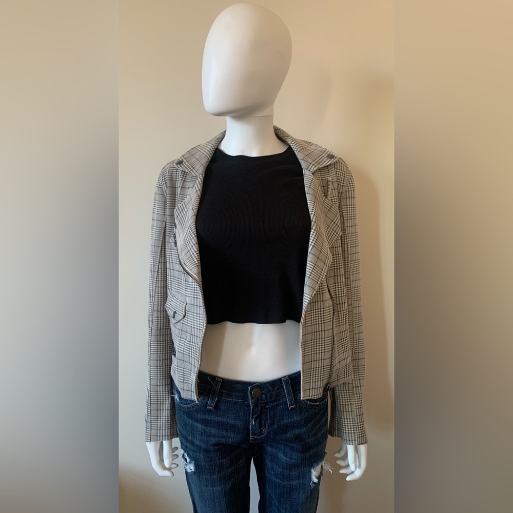 Blank NYC  Plaid Moto Jacket Sz S NWOT
